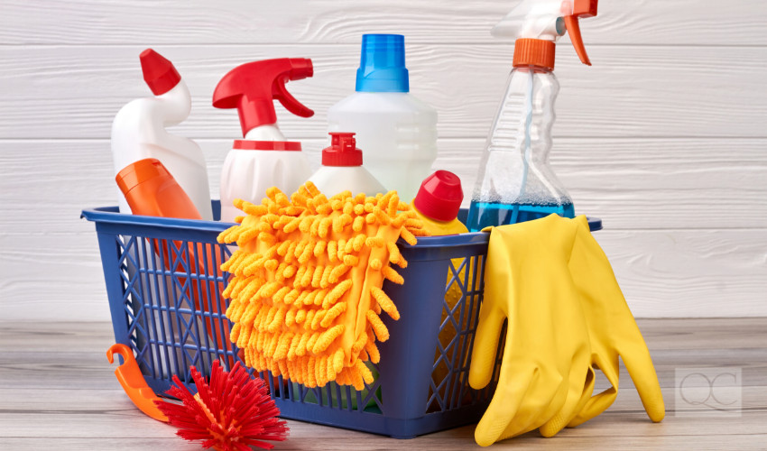 cleaning supplies for cleaning a home interior