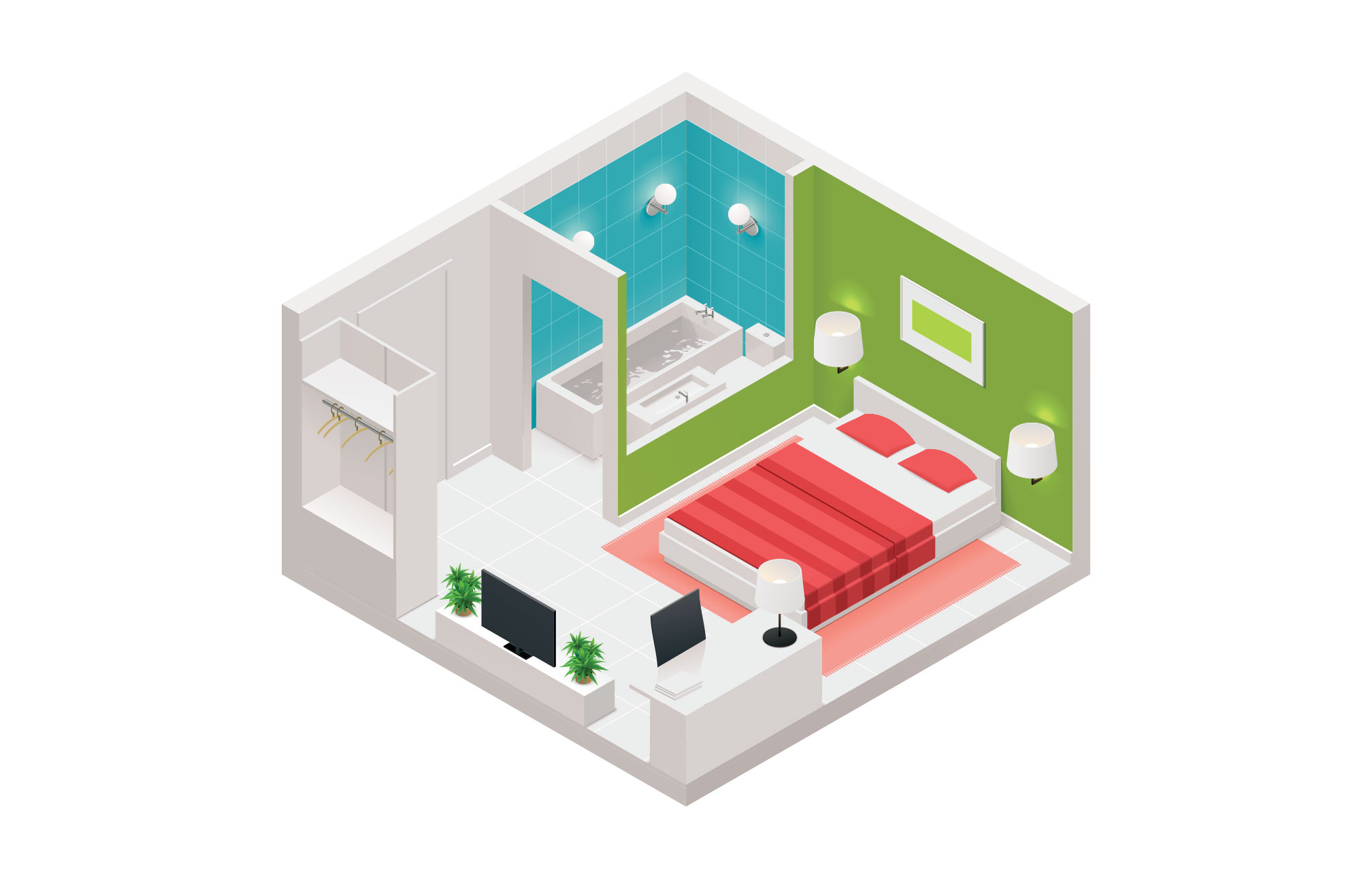 5.	This is an elevation drawing of a bedroom.