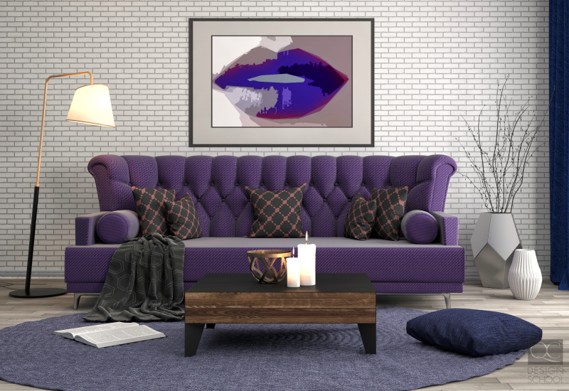 Ultraviolet colored sofa.