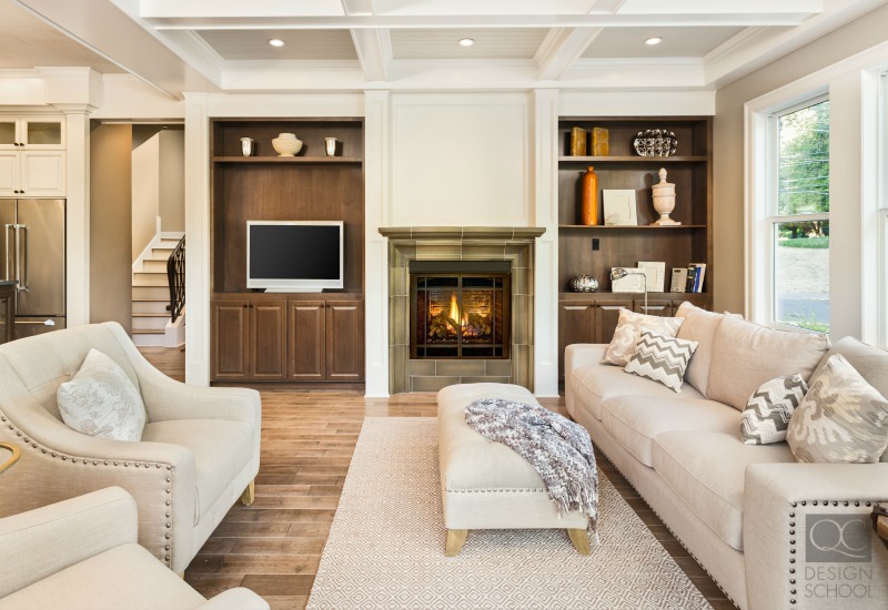 beautiful living room with fireplace