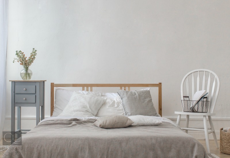 white and grey bedroom