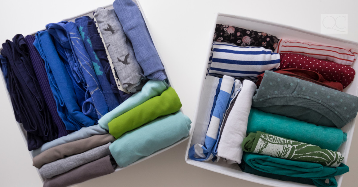 professionally organized clothing dividers for folded laundry