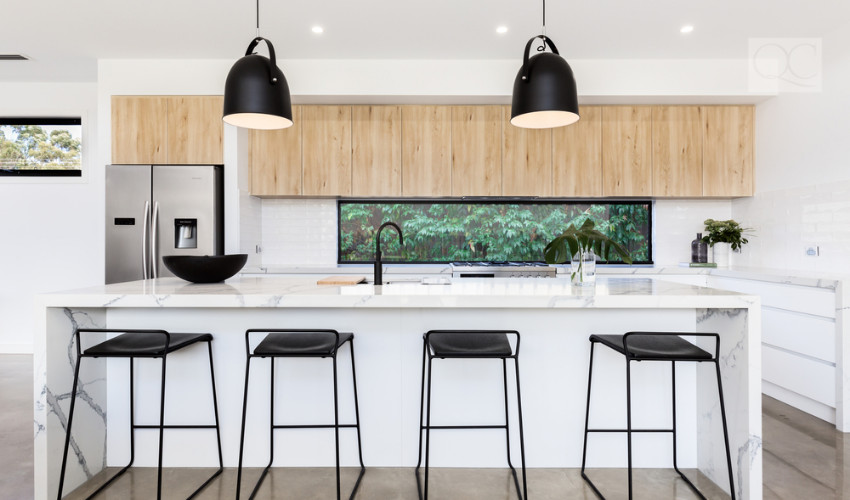 sleek kitchen appliances and contemporary lighting fixtures is a hot interior decorating trend 2019