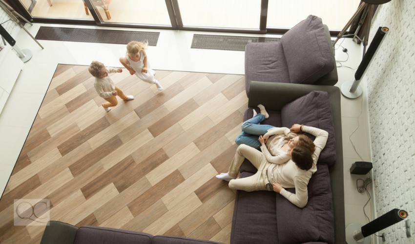 birds eye view of living room decor