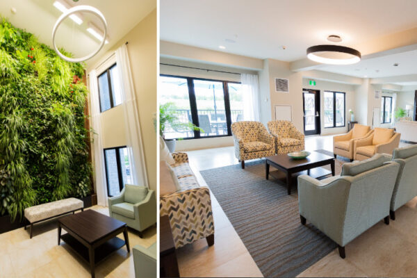 Aquatria Retirement Residence Lobby - Staging and Design by QC Design School graduate Chantal Marion