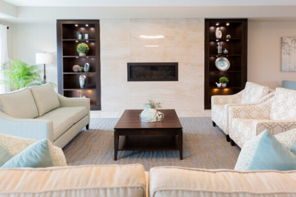 Aquatria Retirement Residence Lobby - Staging and Design by QC Design School graduate Chantal Marion