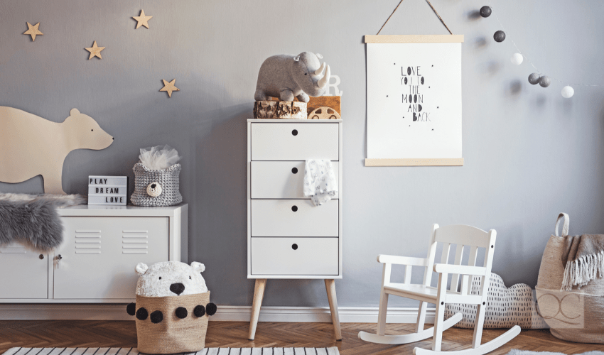 gray and white nursery