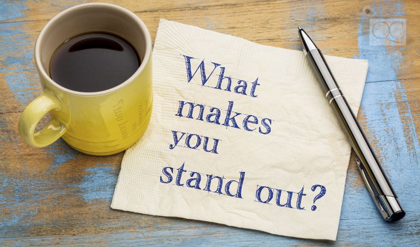 What make you stand out? Handwriting on a napkin with a cup of coffee