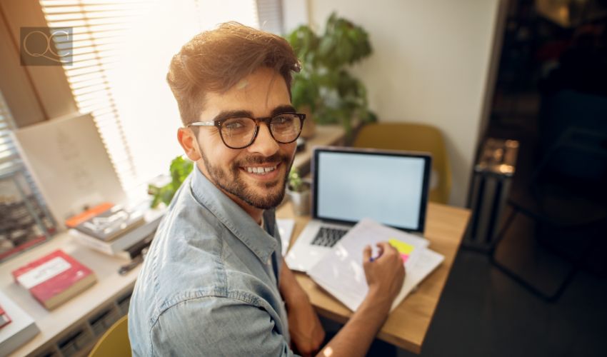 How to become a professional organizer article in-post image 2, young man doing online schooling from home