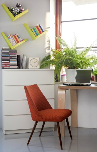 Home office design orange chair