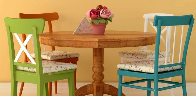 Mix up your dining table chairs to add interest to a room